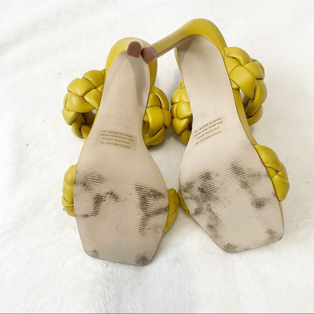 Steve Madden Kenley Citron yellow heeled sandal braided leather size 7 - Picture 5 of 8